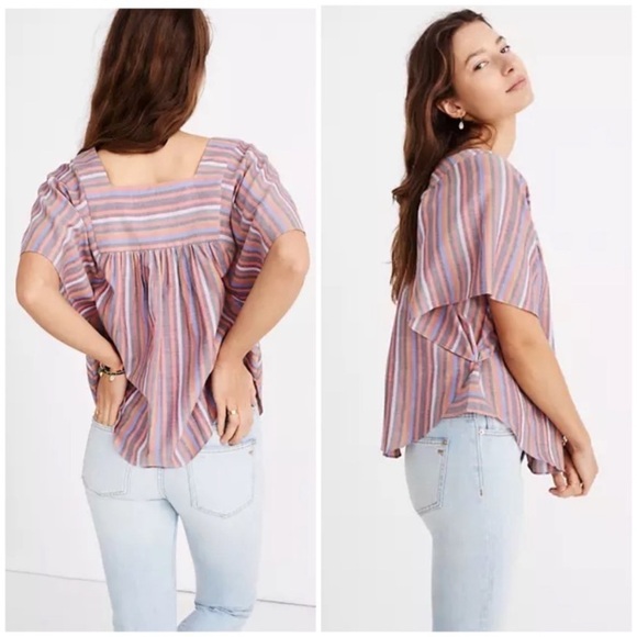 Madewell Butterfly Top in Rainbow Stripe in Pink New with Tags Style #L3049 - Picture 3 of 8